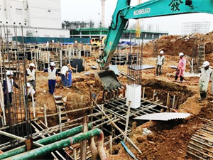 Xây dựng móng cho hệ thống nhà đặt thiết bị - Dự án mở rộng nhà máy Meiko.